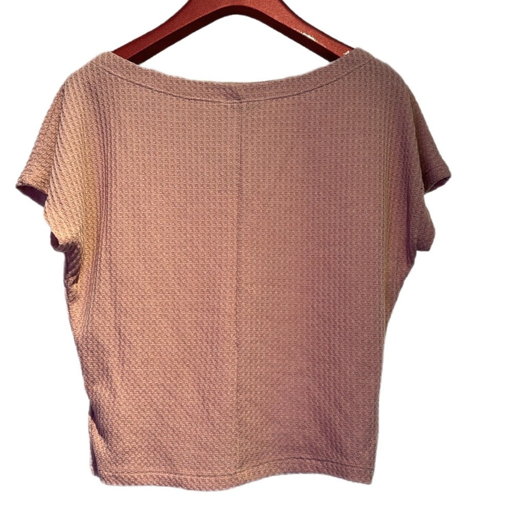 EXPRESS | One Eleven - Pink Waffle Knit Short Sleeve Top - Small - Picture 4 of 6